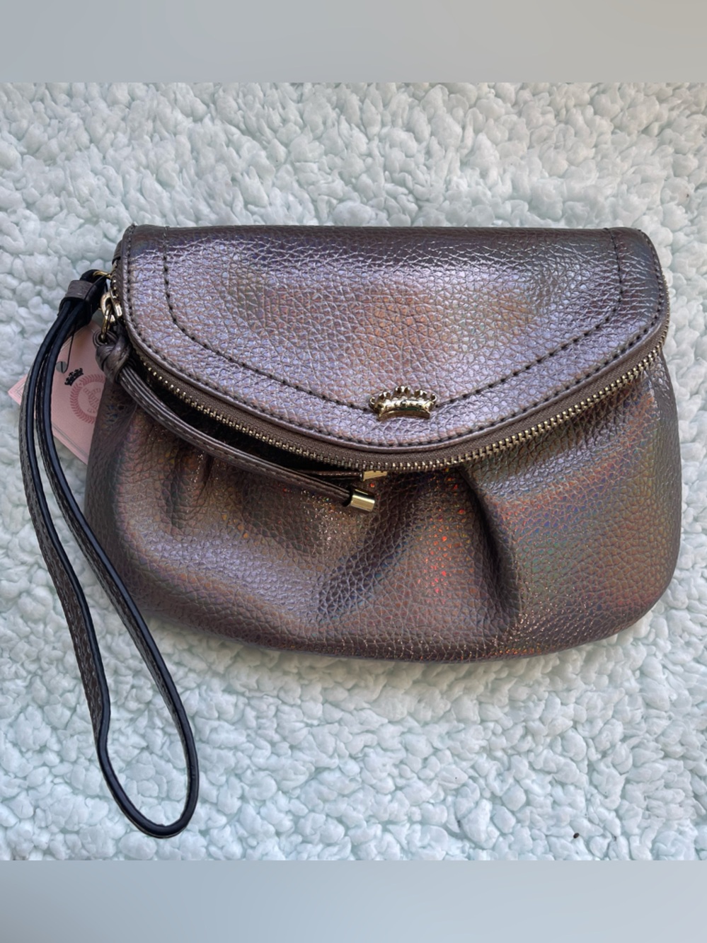 Juicy Couture Iridescent Pewter Wristlet Clutch